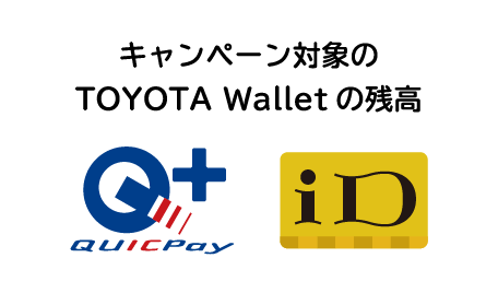 キャンペーン対象のTOYOTA Walletの残高 QUICPay+ iD